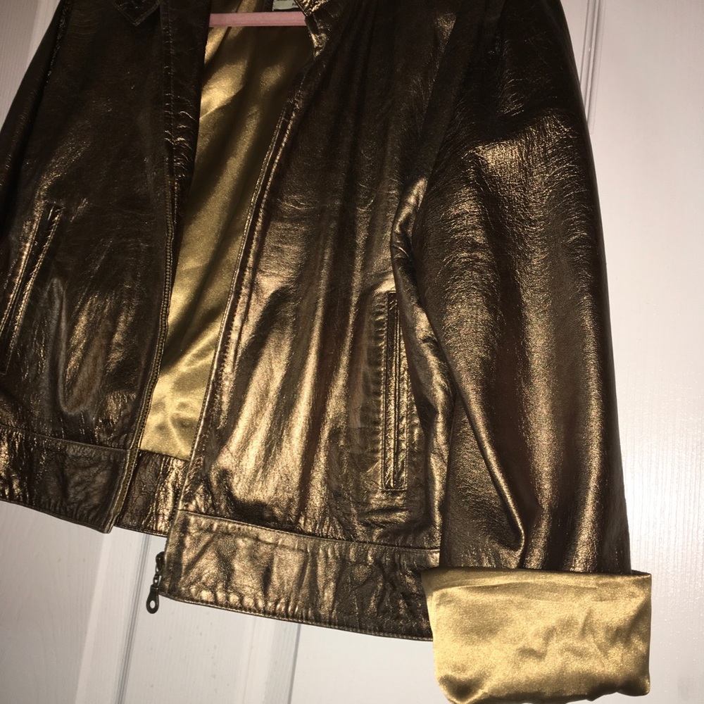 Vintage Sharagano Paris gold leather jacket - Picture 4 of 7